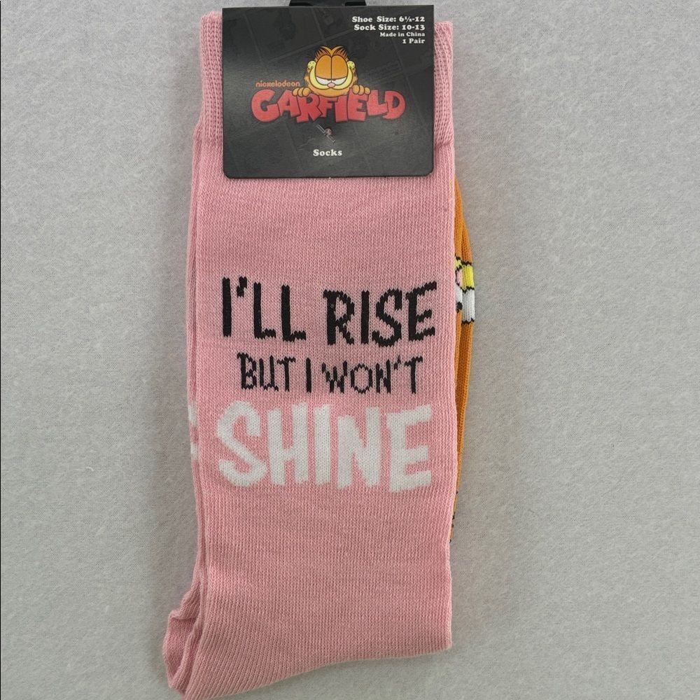 Nickelodeon Garfield Funny socks Pink Socks for Men size Men 10-13 W6-12